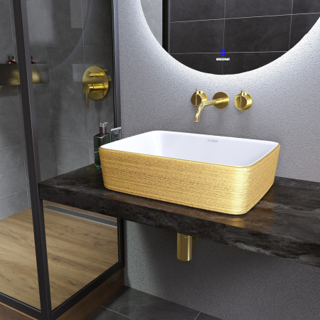 Раковина накладная Grossman GR-3016GW (480х370х130) золото